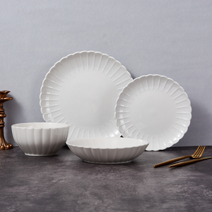 Thân Thiện Với Môi Đơn Giản Màu Trắng Sứ Đồ Ăn Đặt Bền Máy Rửa Chén An Toàn Tấm Bát Cho Các Bên Nhà-Dịch Vụ Bộ Đồ Ăn Bộ - Product Image 1