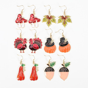 Lindos pendientes colgantes de pavo, chapados en oro, de aleación, joyería de moda para mujer, para el Día de Acción de Gracias - Product Image 2