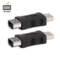 Nouvel adaptateur Firewire IEEE 1394 6 broches femelle vers USB 2.0 Type A mâle, adaptateur pour appareil photo, téléphone, lecteur MP3, PDA, noir