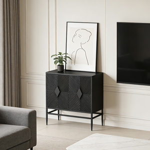 Modern 2 <b>Door</b> Wooden Storage Cabinet With Metal Legs 31.5 In For Living Room Entryway - Product Image 4
