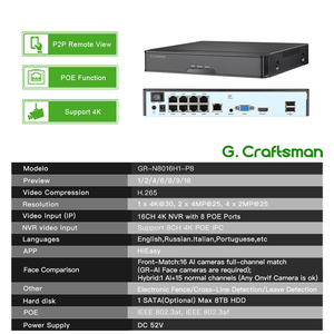 GR-RFX-M5V-K8 Sistema di Videosorveglianza 4K a 8 Canali, NVR 8MP, Kit Telecamere di Sicurezza 5MP per Interni ed Esterni, Sistema IP CCTV Gcraftsman - Product Image 3