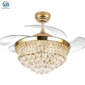 D046 lampadario ventilatore da soffitto con luce con lampadario a ventilatore in cristallo a 3 colori da 42 pollici a distanza