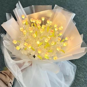 Ramo brillante de tulipán con luz DIY, ramo de tulipán artesanal, luz de noche LED para siempre, flores artificiales acrílicas, decoración del hogar - Product Image 1