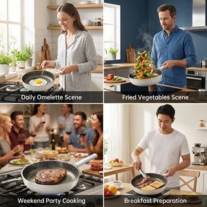 Poêle à frire en céramique titane, sans PFAS, revêtement céramique antiadhésif, poignée résistante à la chaleur, compatible avec toutes les plaques de cuisson - Product Image 5