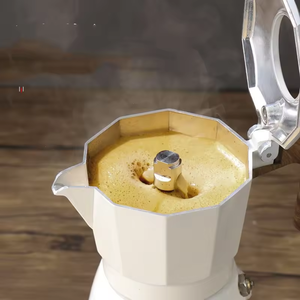 Ensemble de pots moka italiens classiques portables petite cafetière en aluminium avec cafetière en céramique pour voyage et camping - Product Image 3