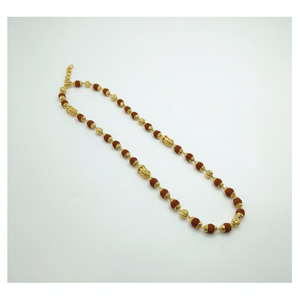 Collar Tradicional de Cuentas Rudraksha Doradas con Cuentas Decorativas de Diseño, Cadena Mala Hindú Espiritual, Joyería Religiosa - Product Image 2