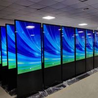 32 40 43 50 55 58 65 Inch Papan Signage Digital Layar Sentuh Inframerah LCD 4K Berdiri di Lantai, Aluminium Kaca Tempered