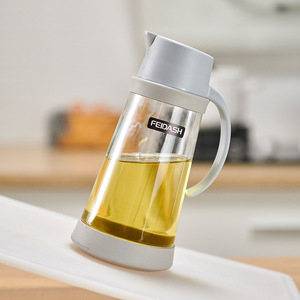 Feidash Oil Bottle Glass Dispenser <b>Large</b> Capacity Transparent Kitchen Condiment <b>Jar</b> <b>With</b> Flip Top <b>Lid</b> - Product Image 2