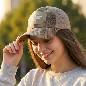 Gorra Trucker de Malla Camuflada de 6 Paneles con Visera Curva Ajustable, Gorra de Béisbol Táctica al por Mayor, Transpirable, Impermeable, Bordada - Product Image 5