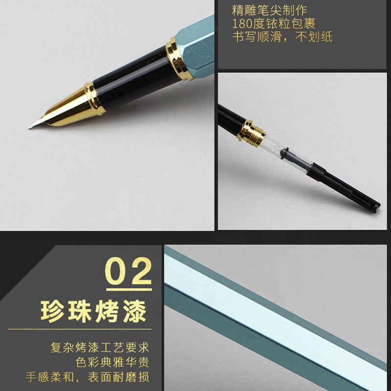 シアン斜めニブメタルファウンテンペン中国書道用0.5mm学生向け
