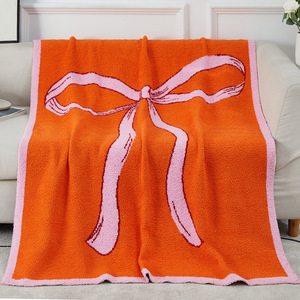 Couverture de <span class=keywords><strong>lit</strong></span> en microfibre avec nœud en peluche literie à la mode mignonne couverture pour chambre à coucher canapé décor - Product Image 2