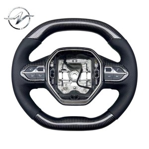Volant sport multifonctionnel à 3 branches en cuir et fibre de carbone avec fonction de chauffage pour <span class=keywords><strong>Peugeot</strong></span> 206/<span class=keywords><strong>208</strong></span>/308/408/508/Mk1/<span class=keywords><strong>Gti</strong></span> - Product Image 1