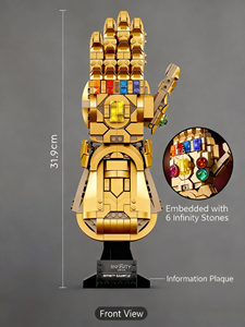 Support de présentation pour modèle de briques compatible avec les blocs de construction en plastique ABS de 31 cm, jouet DIY, gant d'infini, doigts mobiles, 6 pierres - Product Image 6