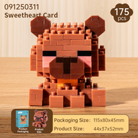Lot de blocs de construction Micro Diamant Ours Brun Cœur d'agneau 175 pièces, mini briques animales, fournisseur en gros, cadeaux pour enfants