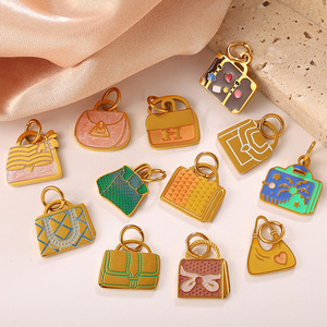 Colorful <b>Bag</b> <b>Charms</b> Stainless Steel DIY Jewelry Accessories For Bracelet Necklace Unisex Fashion Pendants - Product Image 2