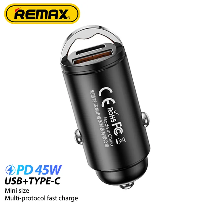 Remax RCC 238 Super small USB Type C Double options pd Fast Qc3.0 Car 45W fast Charger adapter