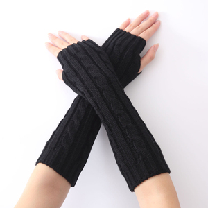 Gants en tricot pour femmes, chauffe-bras câble, tricoté, sans doigts, pour trous de pouce, au Crochet, - Product Image 3