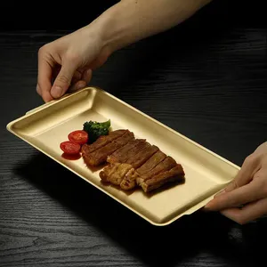 จานขนมสไตล์เกาหลีสแตนเลสสำหรับทอดไก่แผ่นน้ำจิ้มจานบาร์บีคิวเครื่องใช้บนโต๊ะอาหารถาดเค้กผลไม้