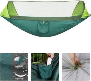 Hamac en nylon parachute léger et portable avec moustiquaire, capacité 200 kg, durable, toutes saisons, pour extérieur, balançoire, sommeil, voyage - Product Image 4
