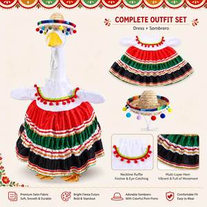 Disfraz de Fiesta, Vestido Mexicano, Sombrero de Paja, Estatua de Ganso para Jardín, Ropa, Decoración para Fiestas y Jardín - Product Image 2