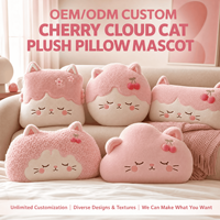 Coussin en peluche personnalisé, Chat Nuage Cerise, Animal en peluche, Jouet doux, Mascotte, OEM ODM, Décoration d'intérieur, Cadeau, Fabricant, Vente en gros, Usine