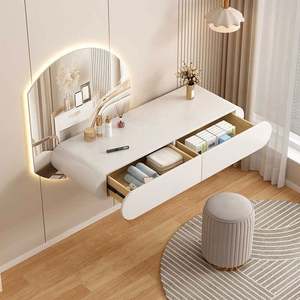 Modern Three-LED Light <b>Mirror</b> Makeup <b>Vanities</b> Intelligent Touch Switching Durable Wood <b>Vanity</b> Dresser Adjustable Storage - Product Image 1