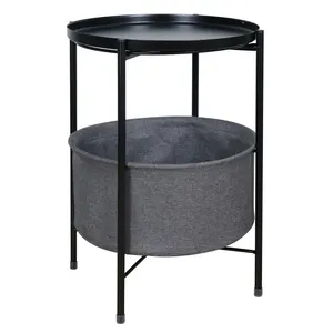 Hot Sale Small <strong>Table</strong> Modern Metal <strong>Side</strong> <strong>Table</strong> for Living Room <strong>Round</strong> Movable Tray <strong>Storage</strong> Basket Coffee <strong>Table</strong> - Product Image 1
