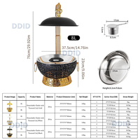 Set Perlengkapan Pemanas Makanan Royal Hotel Restaurant Stainless Steel Mewah Model Gantung Warna Hitam 8LGold Chef Dish untuk Peralatan Katering