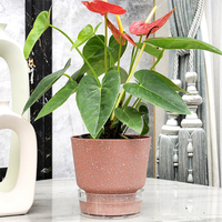 Ensemble de 5 pots de fleurs en plastique multifonctionnels à auto-arrosage, décoration contemporaine pour la maison