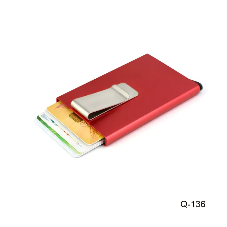 Portefeuille de poche mince en aluminium Anti-scanné avec Clip de blocage RFID pour cartes de crédit