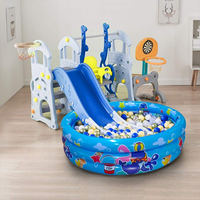 Piscine gonflable pour enfants à 3 anneaux, 48 x 12 pouces, piscine pour tout-petits, fosse à balles gonflable pour bébés, petite piscine pour nourrissons (bleue)