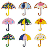 Patchs thermocollants en résine brodés, motifs parapluie, floraux, Kawaii, dessin animé, badge, applique pour veste, vêtements, chapeau, vente en gros
