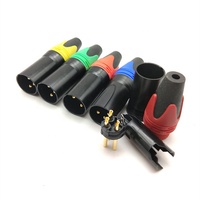Vente en gros aiguille en cuivre plaqué or filetage intérieur couleur noire prise de microphone compacte à 3 cœurs