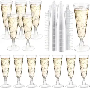 Wholesale Crystal Clear Wedding Toasting Glasses Party Cocktail Cups Thanksgiving Bulk 5.5oz Plastic Champagne Flutes