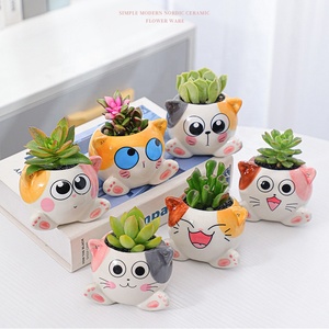 <span class=keywords><strong>Macetas</strong></span> de Cerámica Esmaltada <span class=keywords><strong>Pintadas</strong></span> <span class=keywords><strong>a</strong></span> <span class=keywords><strong>Mano</strong></span> con Diseño de Gatos de Dibujos Animados, Mini, Lindas, para Plantas Suculentas, Flores, Uso en Interiores y Jardines, Venta al Por Mayor - Product Image 1