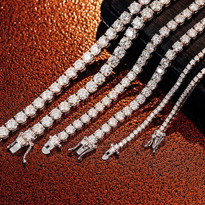 Vòng tay và dây chuyền tennis mạ vàng 18k, trang sức cao cấp, bạc 925, đá moissanite, dành cho nữ và nam - Product Image 4