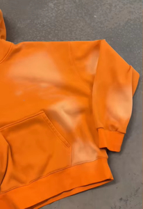Wholesale Custom <strong>Orange</strong> Oversized Sweatshirt Vintage Acid Wash <strong>Hoodie</strong> Drop Shoulder Blank Sun Faded <strong>Hoodie</strong> for <strong>Men</strong> - Product Image 6