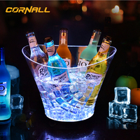 Seau à glace en cristal en gros, pour la maison, les fêtes, les bars, les KTV, seau à glace à champagne avec LED, seau à glace européen