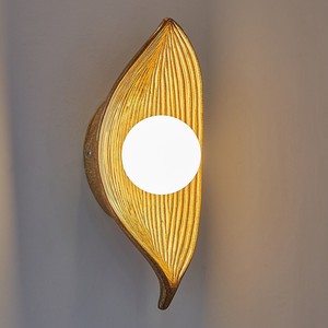 Lámpara de pared con forma de hoja, LED E27, color madera, pantalla de PVC para decoración de dormitorio y pasillo - Product Image 2