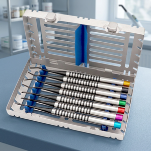 LIKAMED Zahnchirurgisches Instrumentenset 7-teilig Gerändelte Griffe Manuelle Werkzeuge Mehrere Farben CE-Zertifiziert Klasse I - Product Image 4