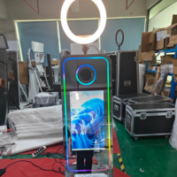 Miroir photo intelligent tactile 21,5 pouces en métal avec impression GIF et enregistrement vidéo USB/HDMI/Wi-Fi/Bluetooth, valise de transport