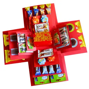 Caja de embalaje de papel creativa hecha a mano de lujo, caja de papel DIY sorpresa para aperitivos de Chocolate para niños