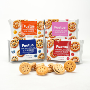 Biscuits sandwichs craquelins semi-durs à la saveur d'<span class=keywords><strong>orange</strong></span> confite 100g, goût sucré, haute qualité, collations pour le goûter, emballés en sachet - Product Image 6