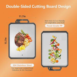 Planche à découper double face en acier inoxydable antibactérien, multifonctionnelle, pour la cuisine domestique, planche épaisse pour hacher - Product Image 4