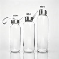 Bouteilles d'eau en verre transparent de 300 ml, 420 ml, 500 ml en gros, bouteilles de sport réutilisables vides pour usage automobile