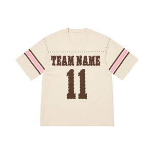 Camiseta de Fútbol Personalizada con Logotipo para Hombre, con Pedrería, de Algodón, Vintage, con Rayas en las Mangas, Número, Corte Holgado, Transpirable, Estilo Urbano - Product Image 3