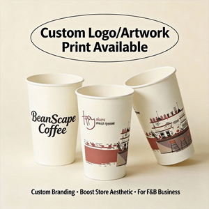 Gobelets en papier double paroi de 16 oz en gros, épaissis, <span class=keywords><strong>à</strong></span> bord <span class=keywords><strong>plat</strong></span>, avec couvercles, jetables, pour boissons chaudes et froides (café et thé au lait) - Product Image 4