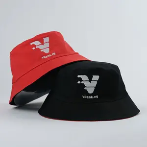 Cả hai bên với tùy chỉnh thêu logo Reversible xô hat, 100% cotton hữu cơ Reversible Bob hat với biểu tượng tùy chỉnh