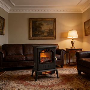 Chimenea Eléctrica Portátil de 1500W con Termostato, Llama Realista, Diseño Vintage, Leños Decorativos para Calefacción de Espacios y Esquinas - Product Image 4