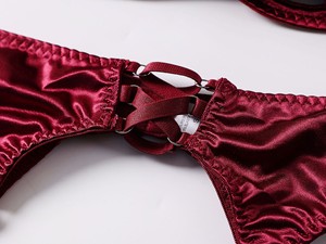 Conjunto de lencería roja para boda, con liguero, sujetador suave y tanga, ajuste cómodo, regalo para <span class=keywords><strong>esposa</strong></span> - Product Image 5